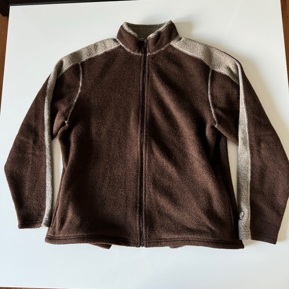 Kuhl Alfpaca Fleece Jacket Mens Large Brown Full Zip Outdoor Hiking Sweater - Picture 1 of 10